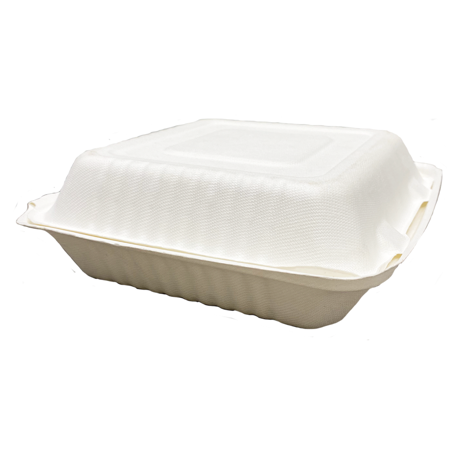 HeloGreen Eco-Friendly Cornstarch Takeout To-Go Hinged Food Containers - Microwa